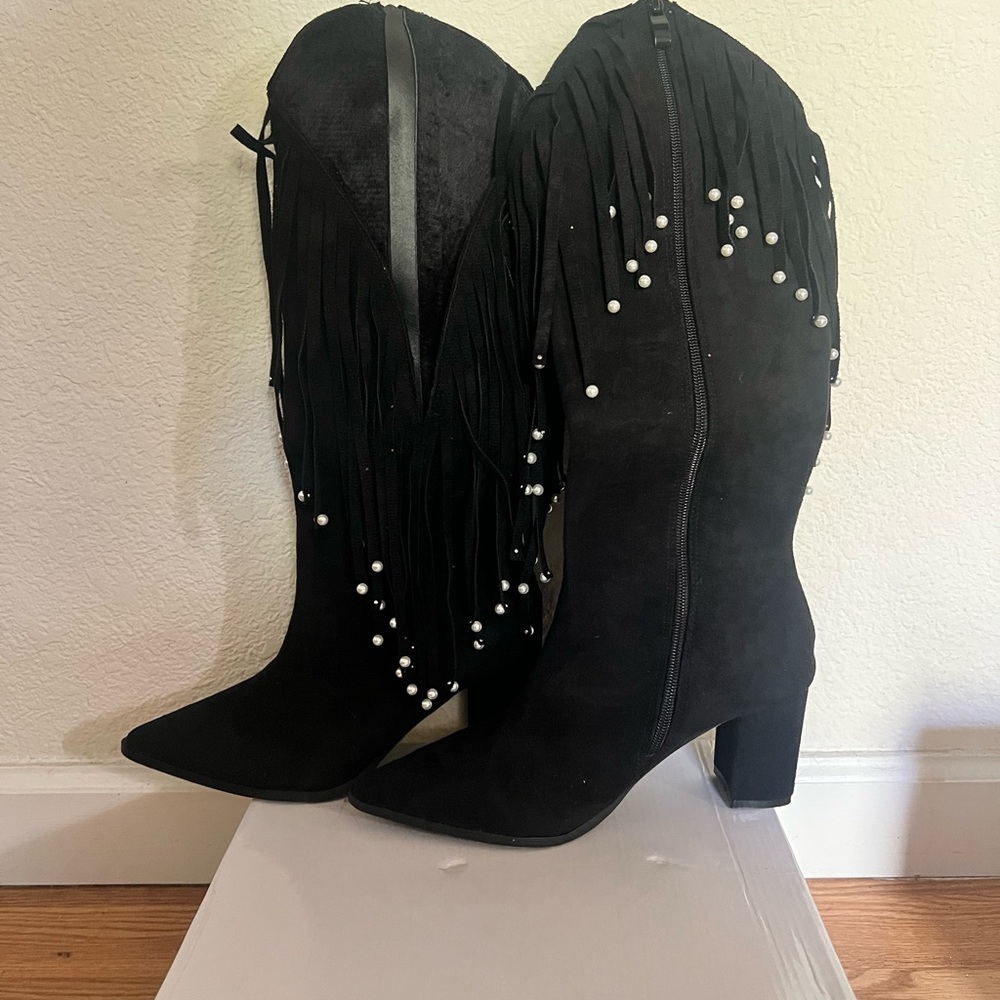 Black Fringe Women's Boots